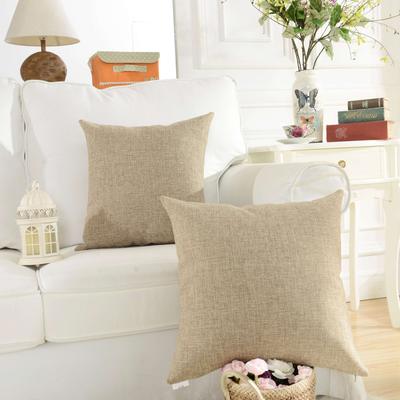 Home Brilliant Faux Linen Square Throw Cushion Pillowcase Cover for Couch, 18" x 18", Natural Linen