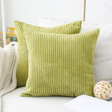 Home Brilliant Pillow Covers 20x20 inch Solid Supersoft Corduroy Stripes Square Throw Pillow Cushion