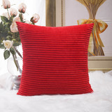 HOME BRILLIANT Decoration Christmas Solid Red Soft Striped Velvet Corduroy Plush Throw Cushion Cover