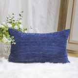 HOME BRILLIANT Decorative Plush Striped Velvet Corduroy Oblong Rectangular Throw Pillow Accent Cushi