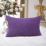HOME BRILLIANT Decorative Plush Striped Velvet Corduroy Oblong Pillowcase Accent Cushion Cover, 12 x