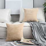 Home Brilliant Winter Decor Throw Pillow Covers Decorative Set of 2 Soft Velvet Corduroy Striped Squ