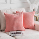 Home Brilliant Pink Pillow Covers 60x60 cm Set of 2 Plush Velvet Corduroy Throw Euro Pillow Sham Pil