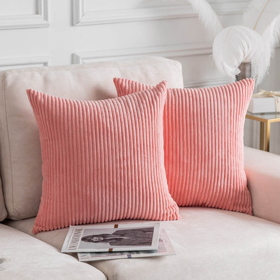 Home Brilliant Coral Pillows 20x20 Throw Pillow Cover for Sofa Bed 2 Pack Square Plush Velvet Accent