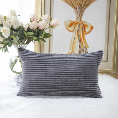  HOME BRILLIANT Decorative Plush Striped Velvet Corduroy Oblong Pillowcase Accent Cushion Cover, 12 