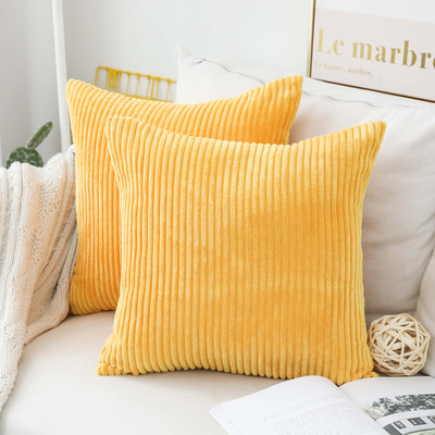 Home Brilliant 2 Pack Large Pillow Covers Super Soft Striped Corduroy Large Throw Pillow Sham Cushio