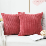 Home Brilliant Pillow Covers 18x18 Set of 2 Striped Velvet Corduroy Decorative Throw Toss Pillowcase