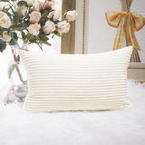 HOME BRILLIANT Decor Decorative Striped Corduroy Solid Cushion Cover Throw Oblong Pillowcase