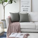 HOME BRILLIANT Faux Linen Grey Burlap Throw Pillow Covers Decorative Set of 2 Cushion Covers Sofa, 1