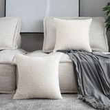 Home Brilliant Set of 2 Striped Velvet Corduroy Euro Throw Pillow Sham Large Cushion Cover for Chair