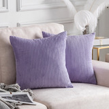 Home Brilliant Purple Pillow Cover Set Solid Supersoft 2 Pieces Corduroy Handmade Decorative Velvet 