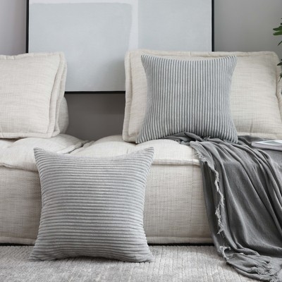 Home Brilliant 2 Packs Decor Soft Decorative Striped Corduroy Velvet Square Throw Pillow Sofa Cushio
