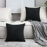 Home Brilliant Halloween Decor Striped Corduroy Pillow Covers for Bed Set of 2 Supersoft Velvet Squa