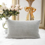 HOME BRILLIANT Decorative Plush Velvet Corduroy Striped Throw Pillow Sham Pillow Case Cushion Cover 