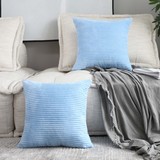 Home Brilliant Decor Super Soft Plush Corduroy Striped Throw Pillows Set of 2 Cushion Covers for Sof