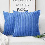 Home Brilliant Blue Pillow Covers Striped Corduroy Euro Sham 24 inch Throw Pillow Cover Decorative P